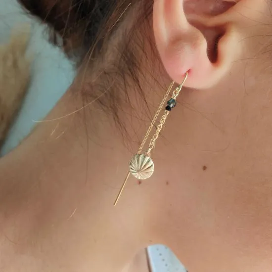 Conchilia — Boucles d'oreilles or laminé et perles de cristal