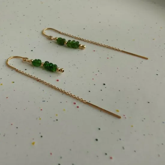 Silva — Boucles d'oreilles or laminé et diopside chromifère