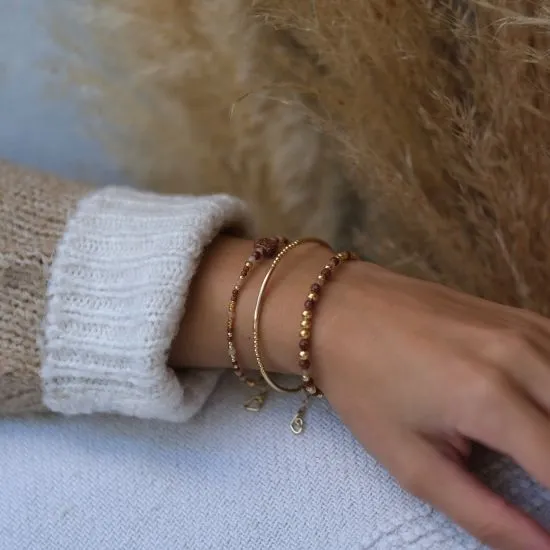 Soluna — Bracelet perles d'or laminé, pierre de lune & soleil