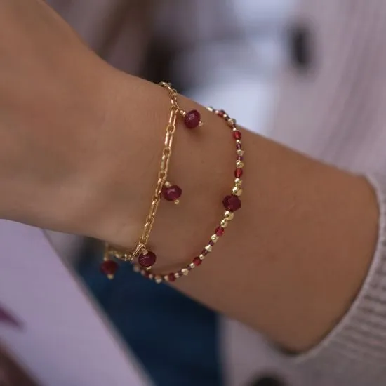 Thalia — Bracelet gold filled et quartz bordeaux